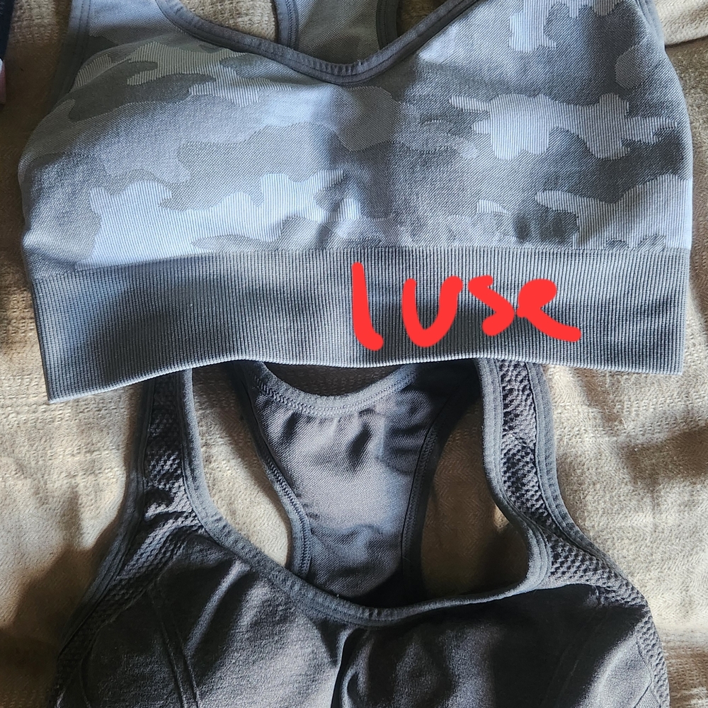 Gray Camouflage Sports Bra